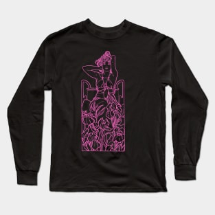 Alphonse Mucha Amethyste Pink Neon Long Sleeve T-Shirt